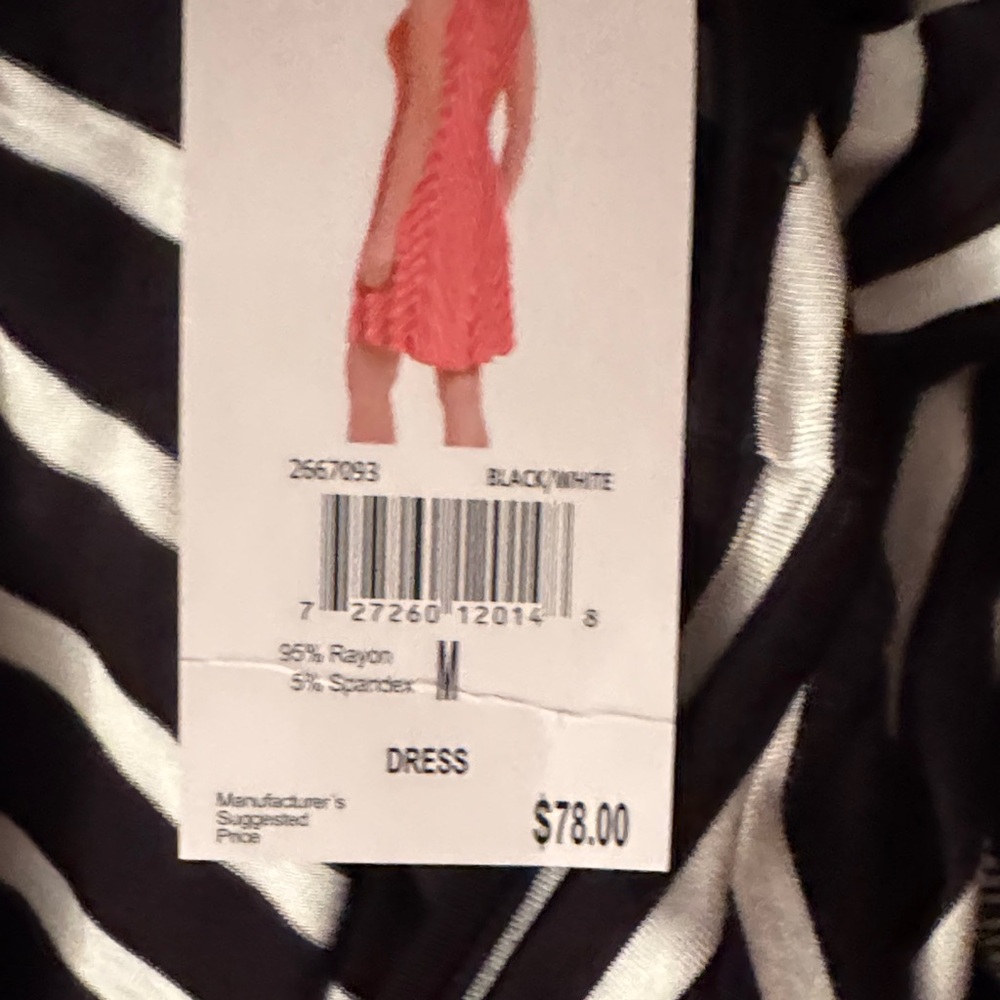 Chelsea & Theodore Black and White Zigzag Fit-Flare Midi Dress - Picture 8 of 8